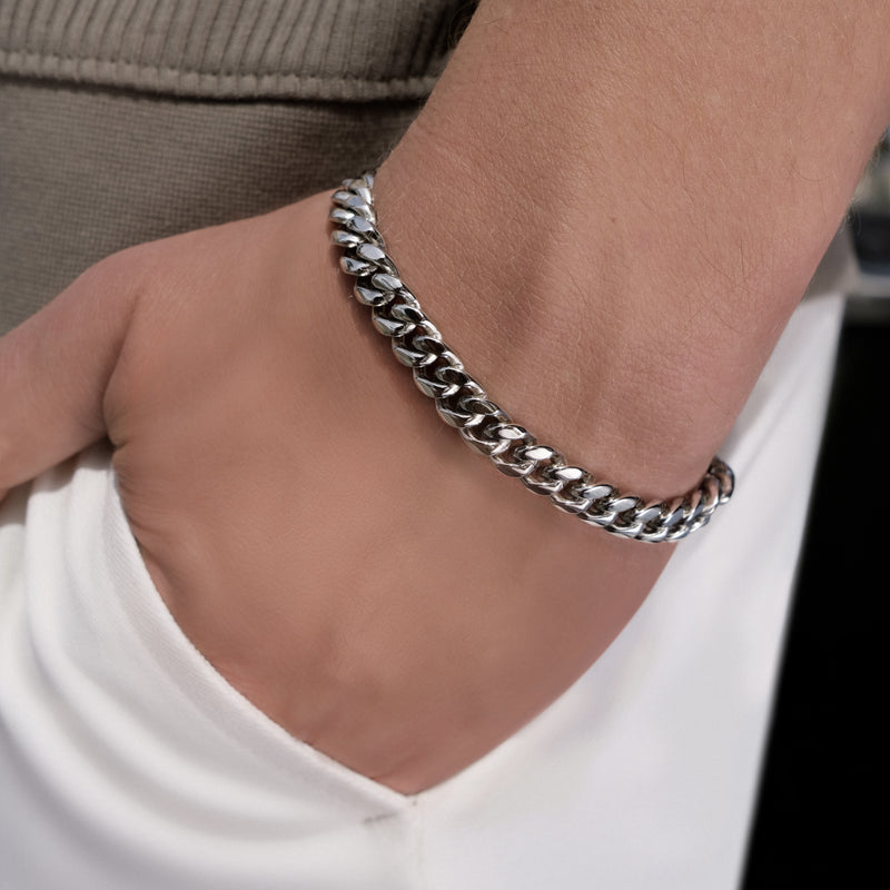 Buy Mens Bracelet Silver Chain for Men, Silver Bracelets Rope 5mm Chain,  Curb Bracelet Man, Cuban Link Steel Chain, Figaro Chain Man Online in India  - Etsy