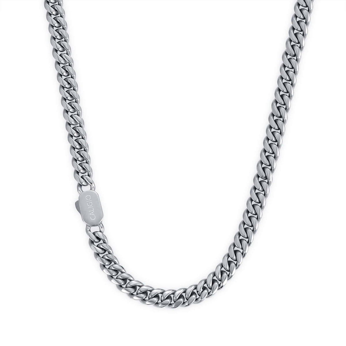 LA Cuban Chain Silver mens 316L stainless steel polished 8mm California Caligio