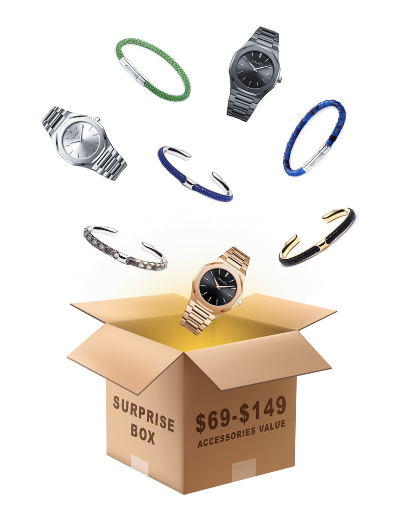 caligio Caligio Men Bracelets Suprise Box MEN / From $69 To $149 Value / Medium Get Surprise Box For Men and Women, Random Accessories With 2x Value small gift  cheap gift for men  shackle bracelet mens anchor bracelet
