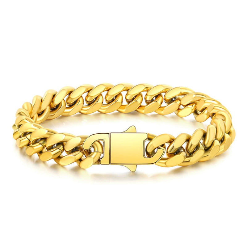 caligio Caligio Men Bracelets MIAMI CUBAN BRACELET GOLD Miami Cuban Golden Bracelet, Cuban-Link Chain Bracelets | Caligio small gift  cheap gift for men  shackle bracelet mens anchor bracelet