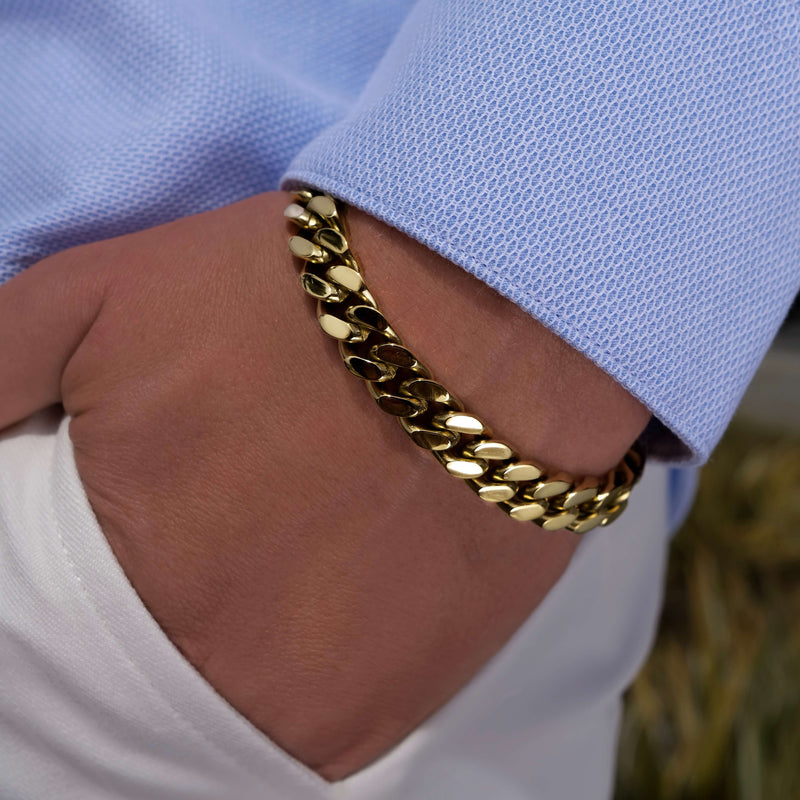 Miami Cuban Golden Bracelet, Cuban-Link Chain Bracelets Caligio