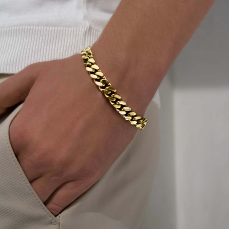 caligio Caligio Men Bracelets MIAMI CUBAN BRACELET GOLD Miami Cuban Golden Bracelet, Cuban-Link Chain Bracelets | Caligio small gift  cheap gift for men  shackle bracelet mens anchor bracelet