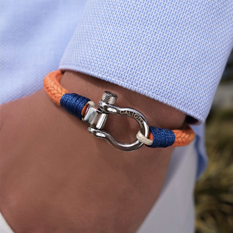 caligio Caligio Men Bracelets Omega Orange Omega Bracelet of Orange Cotton Rope and Bow-Type Shacke for Men small gift  cheap gift for men  shackle bracelet mens anchor bracelet