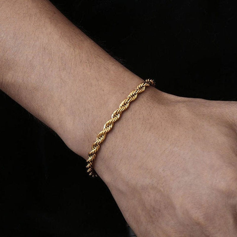 caligio Caligio Men Bracelets ROPE BRACELET GOLD Cuff Bracelet for Men, Get Golden Section Accessory | Caligio small gift  cheap gift for men  shackle bracelet mens anchor bracelet