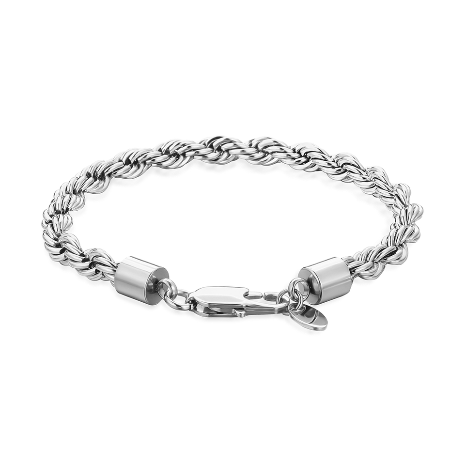 Rope Silver Bracelet For Men, Golden Accessories | Caligio – CALIGIO