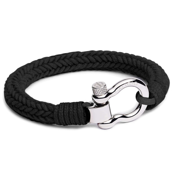 caligio Caligio XL Men Bracelets Omega Black XL PLUS SIZE [Up to 8.5"] XL size for Premium Men's Bracelet Omega Grey Cotton small gift  cheap gift for men  shackle bracelet mens anchor bracelet