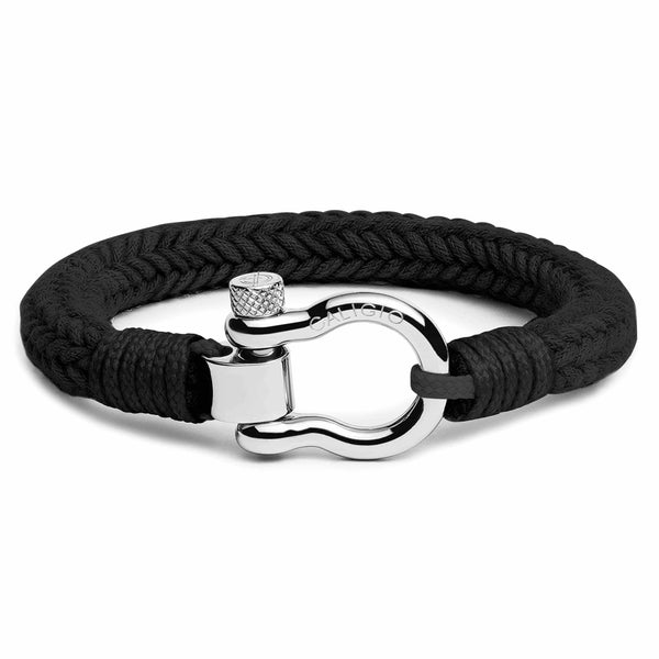 caligio Caligio XL Men Bracelets Omega Black XL PLUS SIZE [Up to 8.5"] XL size for Premium Men's Bracelet Omega Grey Cotton small gift  cheap gift for men  shackle bracelet mens anchor bracelet