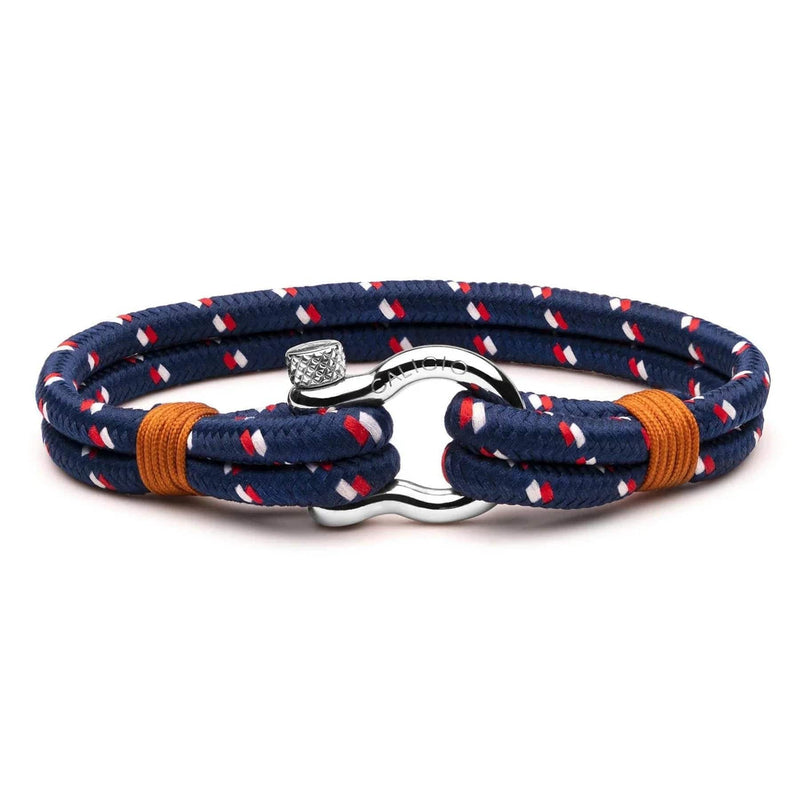 caligio Caligio XL Men Bracelets Binate Blue "Dotted XL PLUS SIZE [Up to 8.6"] XL Size for Men's Bracelet Dotted Blue Double Nylon Rope - Binate small gift  cheap gift for men  shackle bracelet mens anchor bracelet