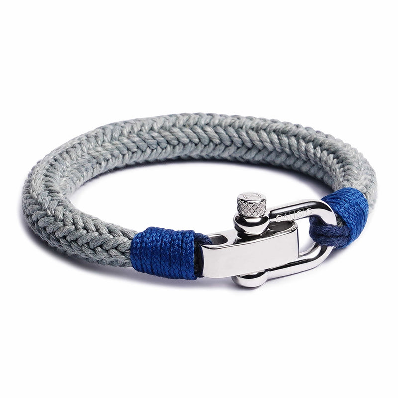 caligio Caligio XL Men Bracelets Gio Grey XL PLUS SIZE [Up to 8.8"] XL size for Blue Cotton Rope Bracelet with Adjustable Screw Clasp small gift  cheap gift for men  shackle bracelet mens anchor bracelet