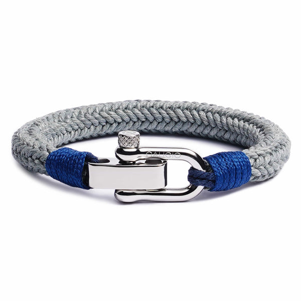 caligio Caligio XL Men Bracelets Gio Grey XL PLUS SIZE [Up to 8.8"] XL size for Blue Cotton Rope Bracelet with Adjustable Screw Clasp small gift  cheap gift for men  shackle bracelet mens anchor bracelet