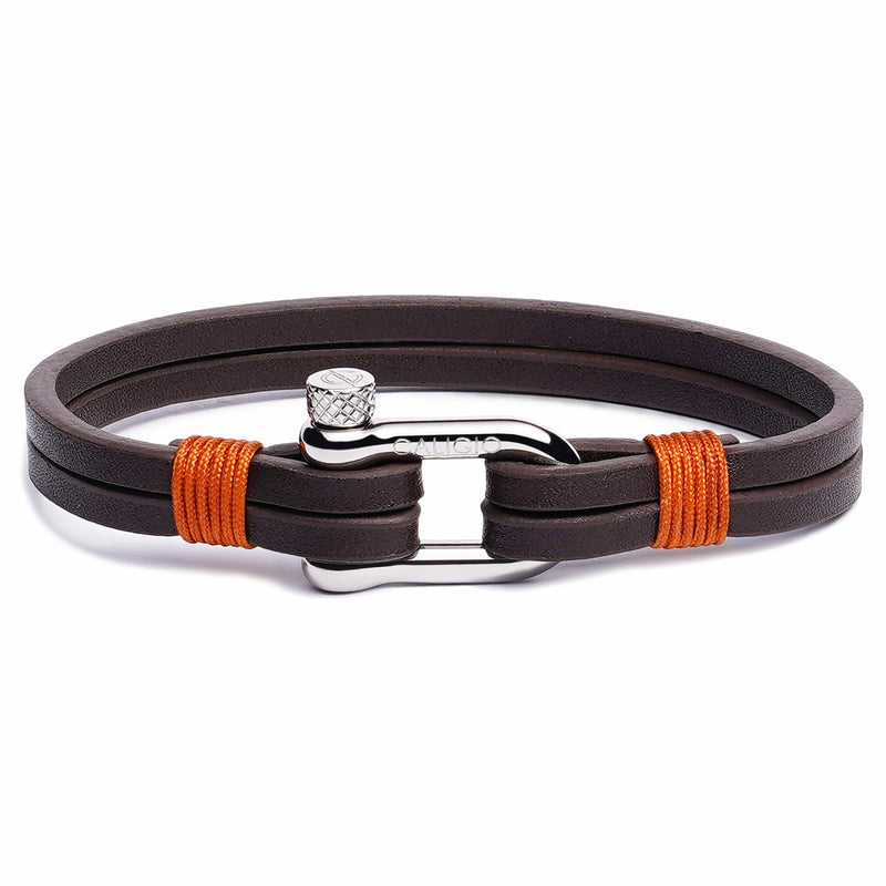 Two Strap Dark Brown Leather Bracelet in XL size