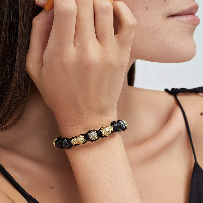 Buddha bracelet black discount and gold