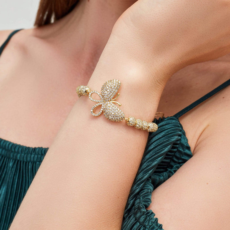 caligio Kate Sira Women Bracelets Butterfly Gold Adjustable [6 to 7"] small gift  cheap gift for men  shackle bracelet mens anchor bracelet