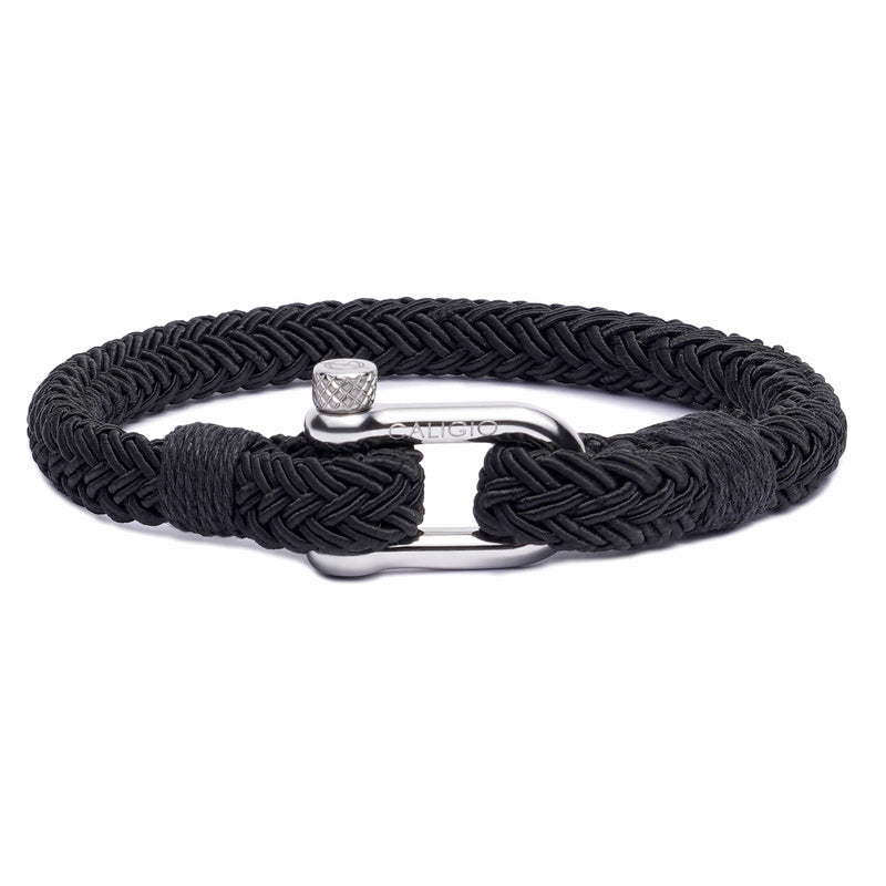 Portus Nautical Rope Bracelet Matte Silver - Black - Blackskies