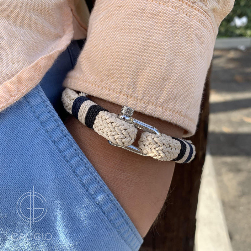 California-Designed Cotton Men's Bracelet - Gio Beige