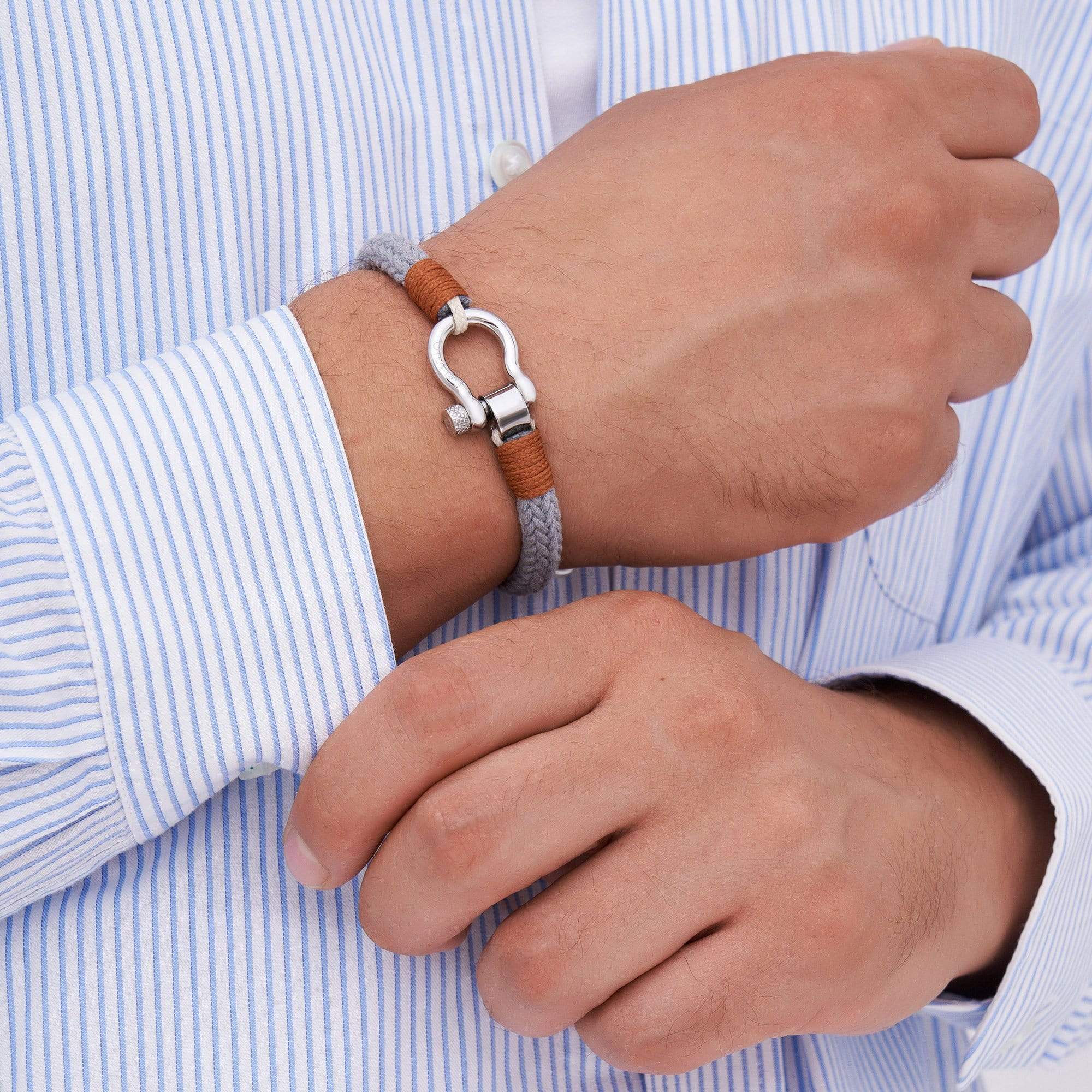 Buy Casual Men’s Omega Grey Bracelet Made from Cotton Caligio CALIGIO