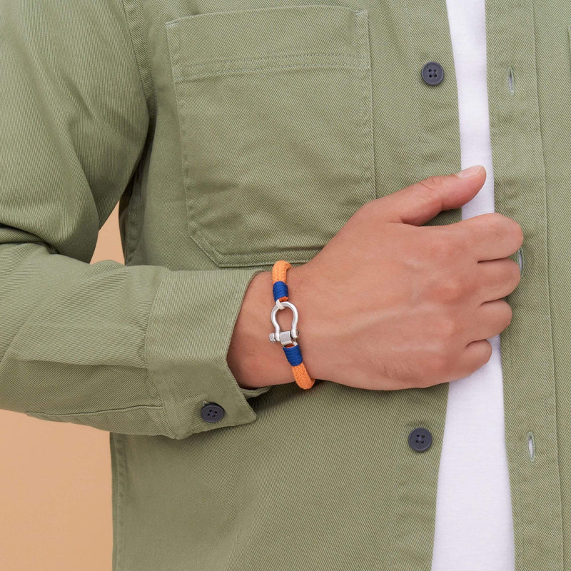 Omega Bracelet of Orange Cotton Rope and Bow Type Shacke for Men