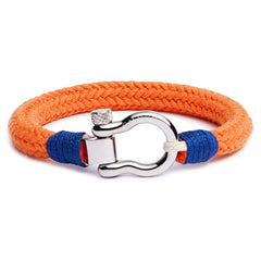 XL extra large orange cotton rope bracelet with bow-shackle for big wrists - Omega Orange by Caligio