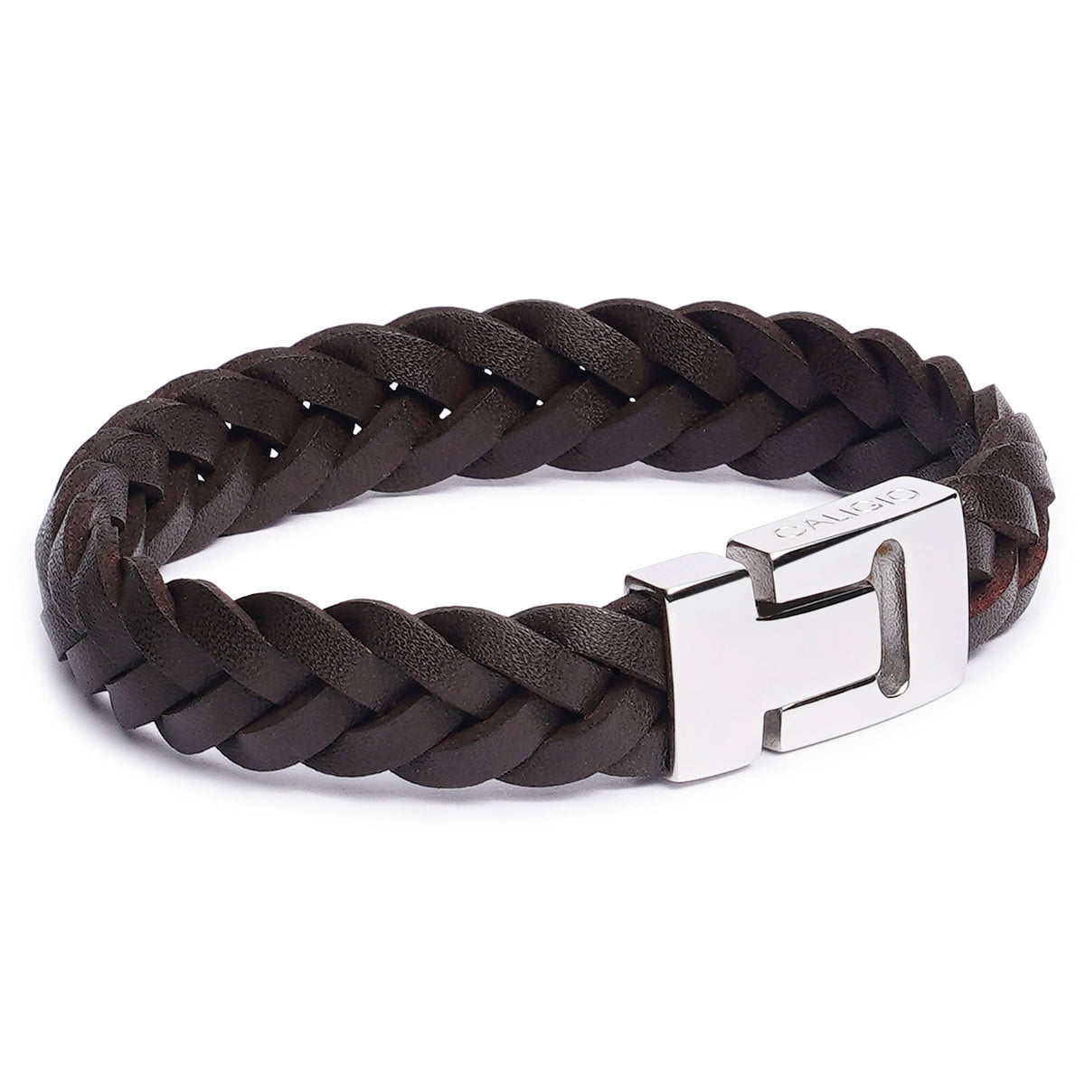 Men's Braided Leather Bracelet - Stainless Steel Clasp, Adjustable Wristband, 8.5 Inch - View #10