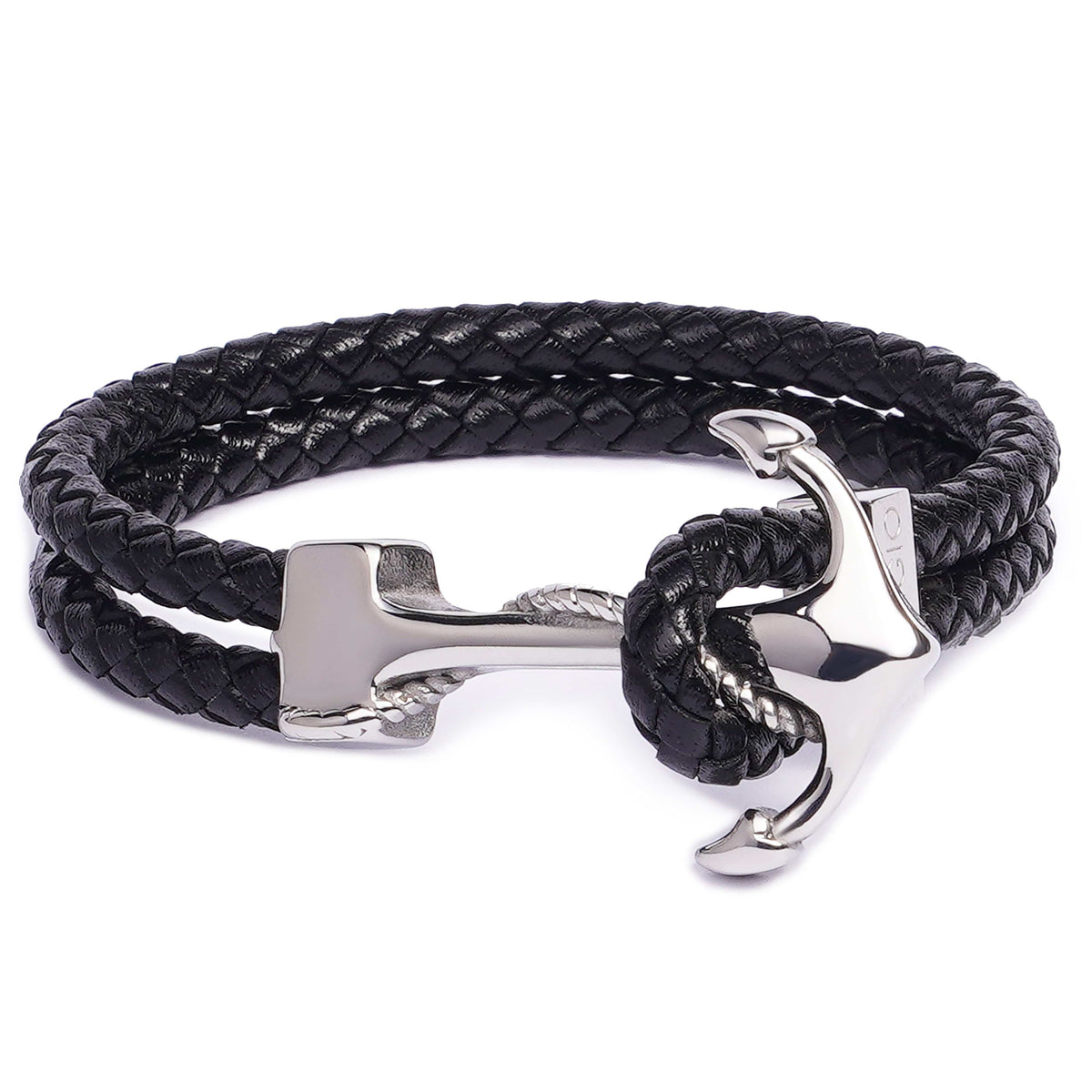 Endeavour double braided genuine leather sailor bracelet for men with stainless steel anchor closure Caligio Sailor collection