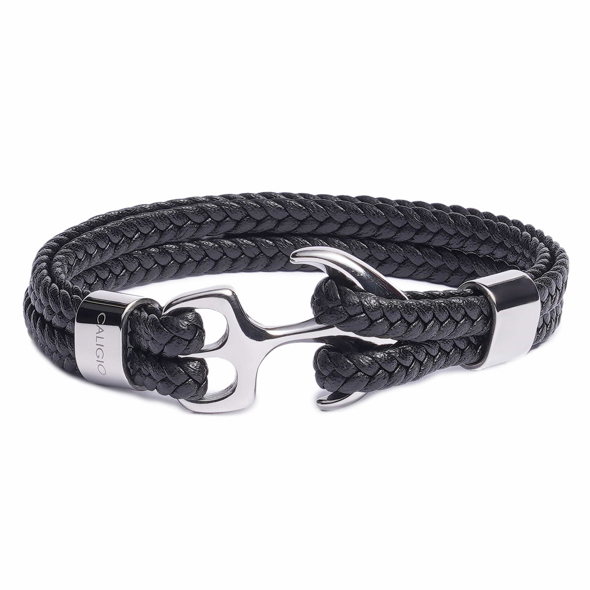 Sailor genuine braided leather knot bracelet for men anchor closure Caligio